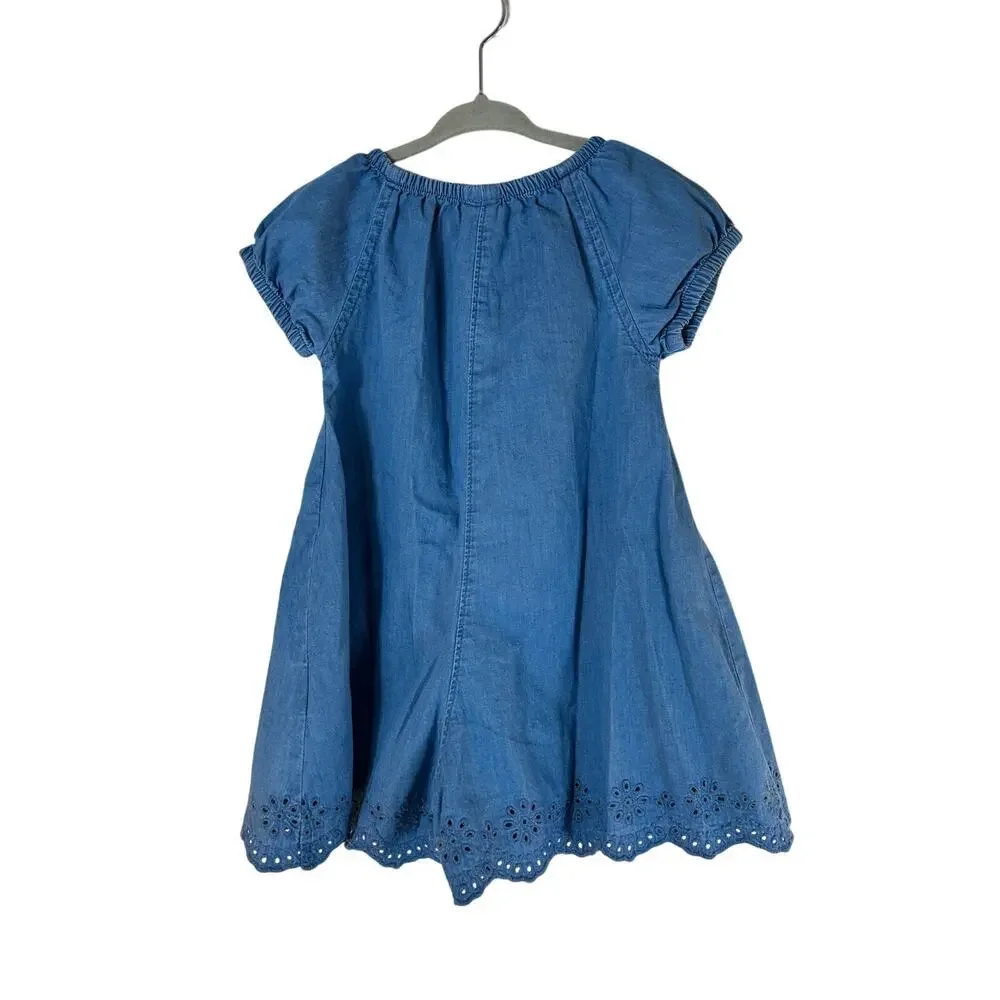 CARTER’S Girl’s Chambray Romper with Embroidered Hem / Size: 2T